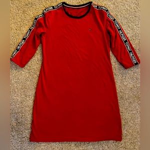 Tommy Hilfiger Women’s dress- Red with white and blue trim on arms- size M- EUC